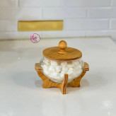 ست ۵ پارچه پذیرایی شیشه آبگز با پایه چوبی