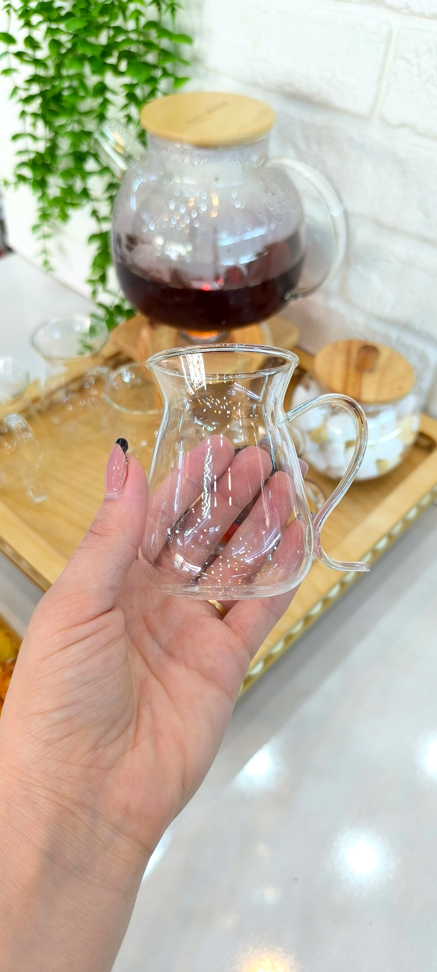 فنجان پیرکس وارداتی کمر باریک دسته موشی🐁