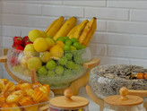 ست ۵ پارچه پذیرایی شیشه آبگز با پایه چوبی