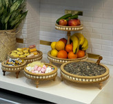 ست ۵ پارچه چوبی پایه خراطی گرد (همراه با شیرینی خوری)