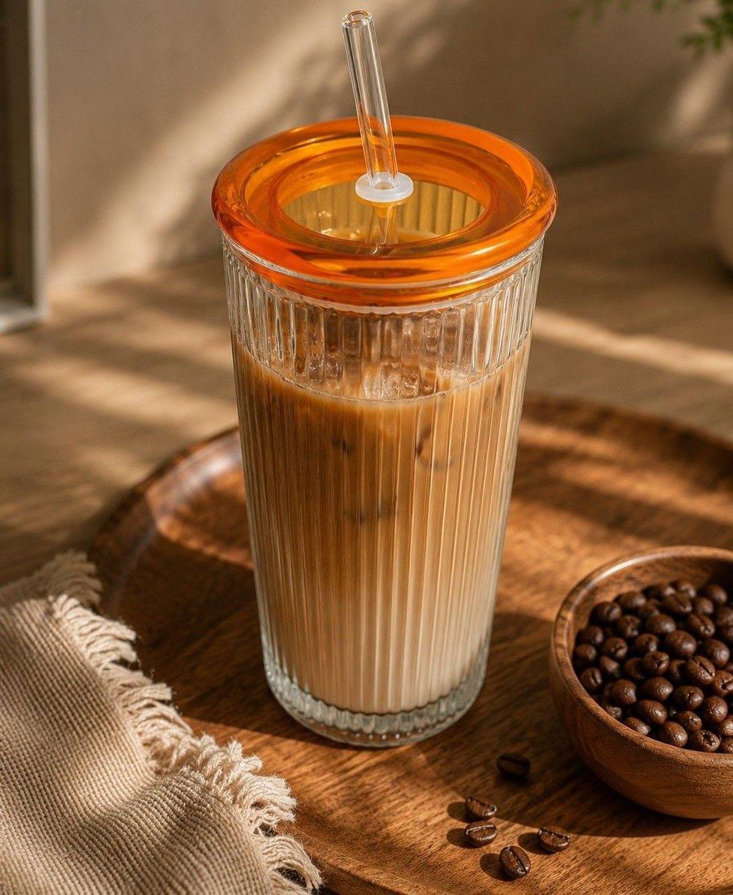 لیوان اسموتی نی دار شیاردار🧋😍