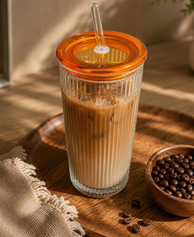لیوان اسموتی نی دار شیاردار🧋😍